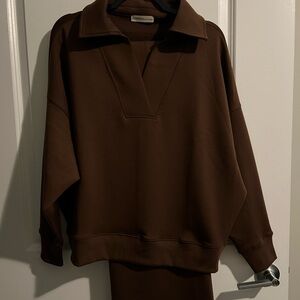 Chocolate 2pc set, wide leg